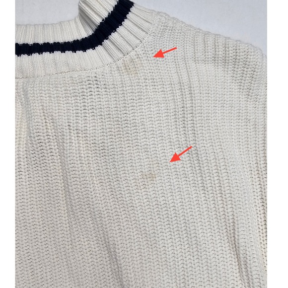 Abercrombie Fitch Cream V Neck Knit Sweater Pullover XL - Picture 6 of 9